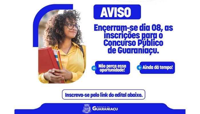 Guaraniaçu - Encerra na próxima quinta-feira, dia 08, as inscrições para o Concurso Público 